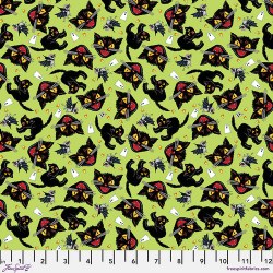 Spooky Cute Cat & Mouse Lime
