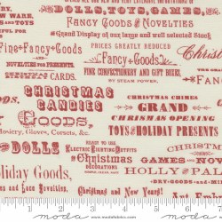 Christmas Faire Words Cream Ruby Red