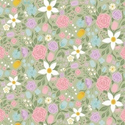 Bunny Trail Main Floral  Green