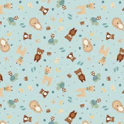 Flannel Baby Animals Blue