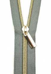 Zipper #5 Nylon Grey/Gold