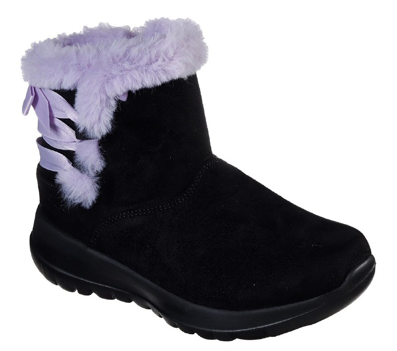 Skechers Bow Rific Youth Girls Faux Fur Collared side zipper half innovation and style - Shoes Right Here