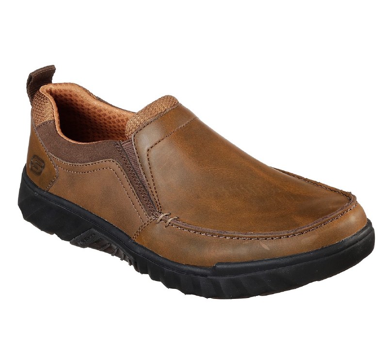 skechers leather slip on casual shoes