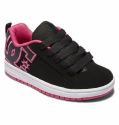 DC Court Graffik Black Pink Stencil Kids Shoes 3.0