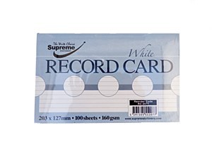 RECORD CARDS 6X4 WHITE RULED