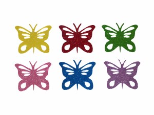 BUTTERFLY SHAPE SM.GLITTER PK6