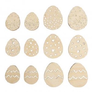 EASTER EGG WOOD SHAPES PK 12