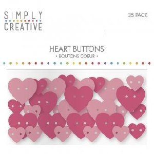 HEART BUTTONS PINK PACK OF 35