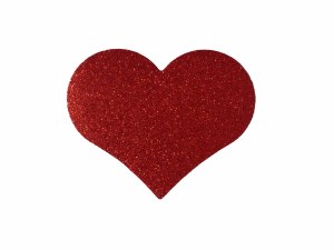 HEARTS GLITTER RED 10CM 5PK