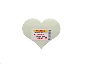 HEARTS WHITE CARD 10CM 100 PK