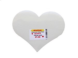 HEARTS WHITE CARD 15CM 100 PK