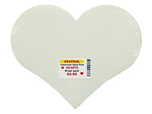 HEARTS WHITE CARD 20CM 50PK