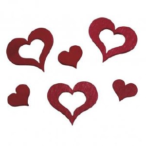 HEARTS WOOD SHAPES RED PK 24