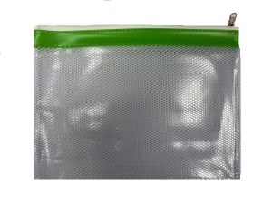 MESH BAG A4+ COLOUR STRIP GRN