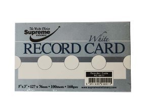 RECORD CARDS 5X3 100PK PLAIN