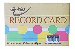RECORD CARDS 8X5 ASST.5 PASTEL