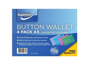 BUTTON WALLETS A5 4 PER PACK