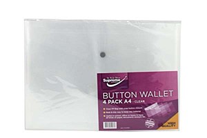 CLEAR BUTTON WALLET A4 4 PACK