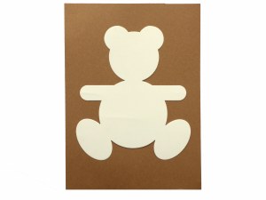 TEDDY SHAPE WHITE CARD 12 PACK