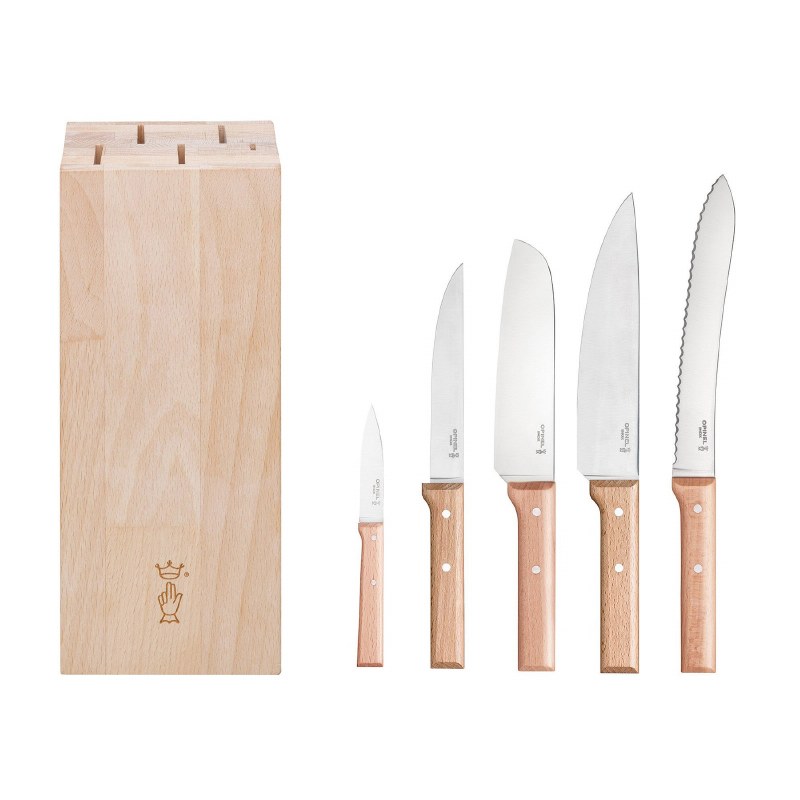Opinel 5-Slot Beech Wood Knife Block