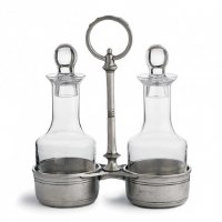 Oil and Vinegar with Pewter Caddy