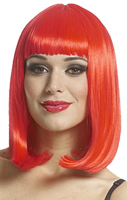 Adult Glamour Glamourama Long Chest Length Straight Hair Neon Pink Costume Wig