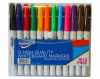 WHITEBOARD MARKERS 12 COLOURS