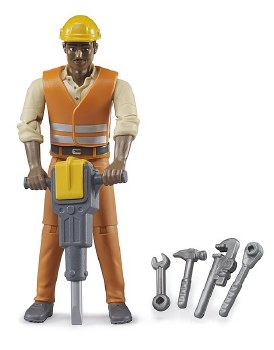 Bruder Construction Worker Med Skin With Accessories 60021