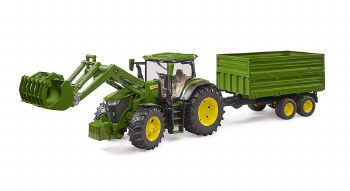 Bruder John Deere 7r 350 With Frontloader And Tipping Trailer