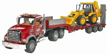 Bruder Mack Granite Flatbed With Jcb Loader Backhoe 02813