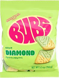 Bubs Sour Diamond Tutti Frutti Peg Bag 156g