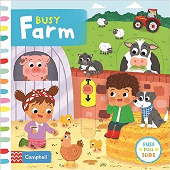Busy Farm Push Pull Slide Book