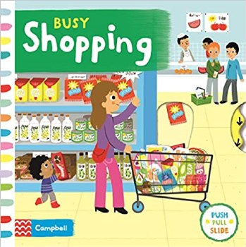 Busy Shopping Push Pull Slide Book