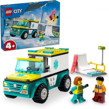 Lego City Emergency Ambulance And Snowboarder 60403