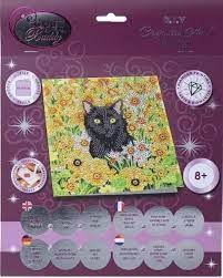 Crystal Art Card Kit Cat Among The Flowers