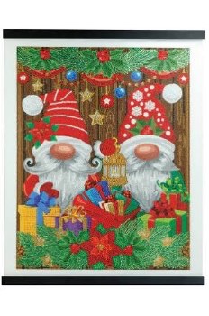 Crystal Art Scroll Kit Christmas Gnomes