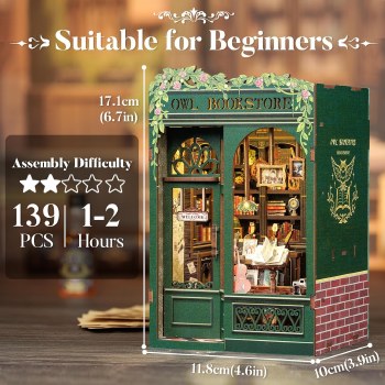Cutebee Book Nook Kit Owl Bookstore
