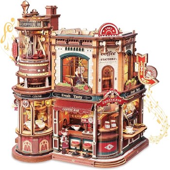 Rokr 3d Puzzle Dream Coffee Factory Music Box