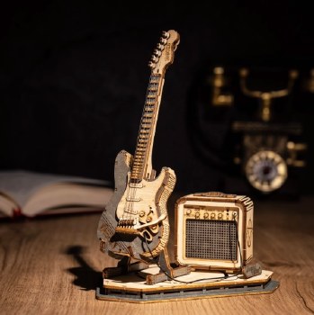 Rokr Byo Electric Guitar Wooden 3d Model Kit