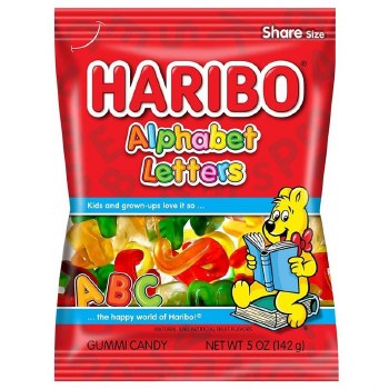 Haribo Alphabet Letters Gummi Candy Peg Bag