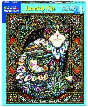 White Mountain 1000pc Jeweled Cat