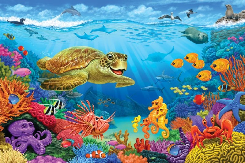 Cobble Hill Ocean Reef Floor Puzzle - Sputtergotch Toy Company