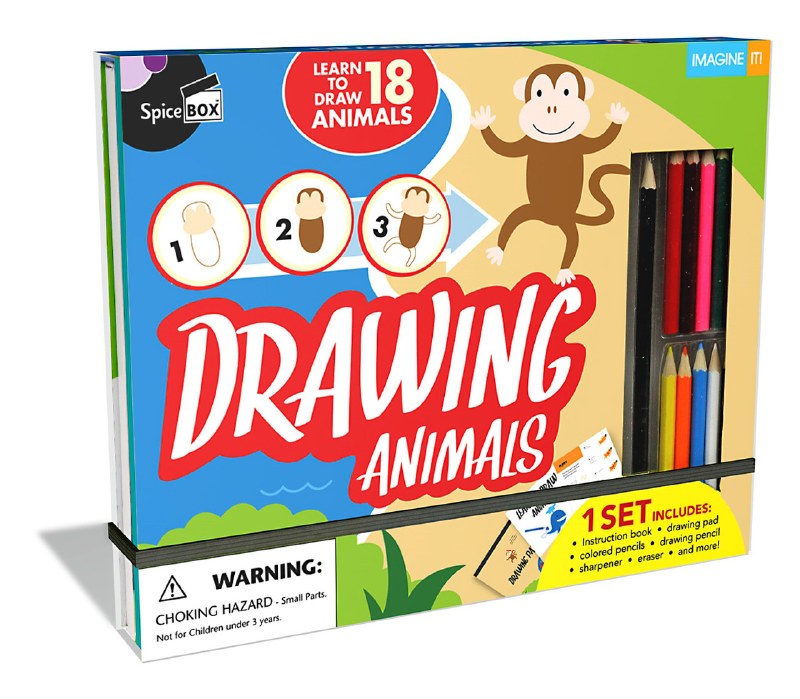 SpiceBox Children's Art Kits Imagine It Drawing Animals 