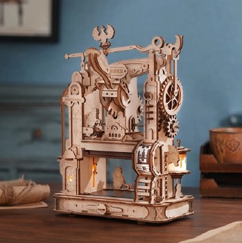 Rokr Classic Printing Press Wooden 3d Model Kit