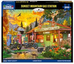 White Mountain 1000pc Sunset Mountain Gas Station