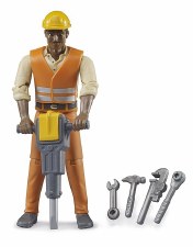 Bruder Construction Worker Med Skin With Accessories 60021