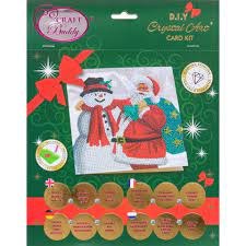 Crystal Art Card Kit Santa & Snowman