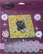 Crystal Art Card Kit Cat Among The Flowers