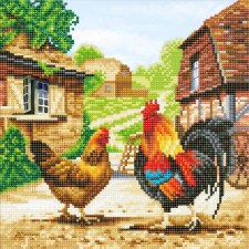 Crystal Art Farmyard Chickens 12x12in Framed Set