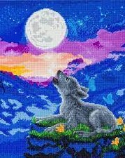 Crystal Art Mounted Kit 20x16 Howling Wolf Cub